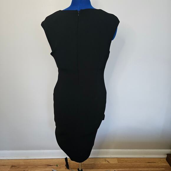 Ralph Lauren Black V Neck Body Con Dress w/Asymmetrical Hemline Size 10 - Picture 5 of 7